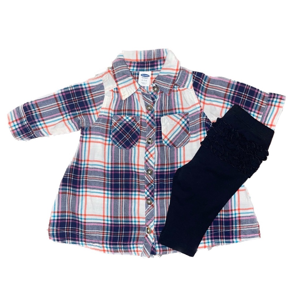 0-3 months Old Navy dress and black ruffle leggings
